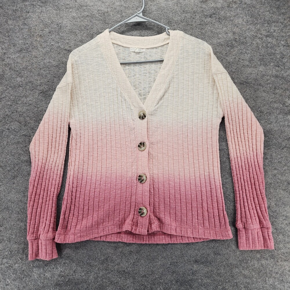 Maurices Shirt Womens Small Long Sleeve Button Up V Neck White Pink